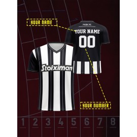 Customizable V-Neck Youngsters's Soccer Shirt - Comfortable Fit, Sports Leisure Outdoor Running Top with Personalized Name and Number