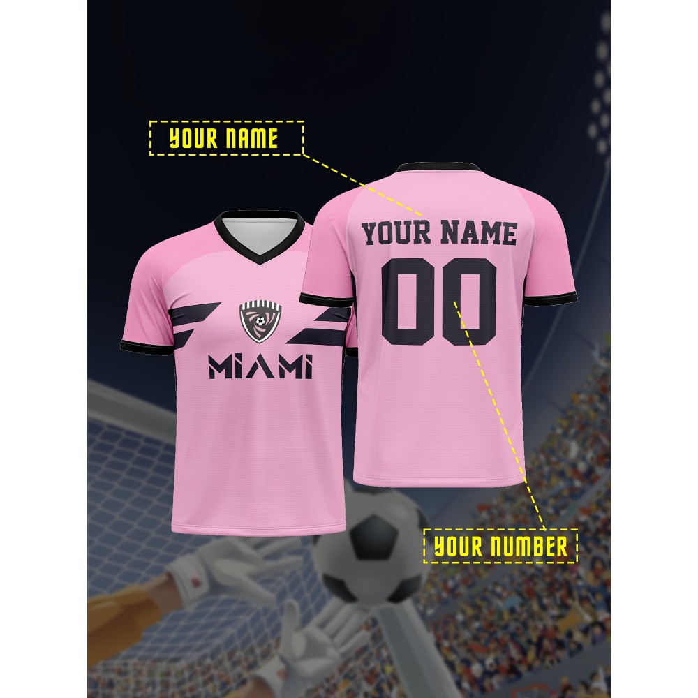 1pc Customizable Soccer Jersey for Kids - Personalized Name & Number, V-Neck, Knit Polyester, All-Season Sports & Casual Wear, Preppy Street Style, Medium Stretch, for Boys & Girls, Beach & Party Top 1pc Customizable Soccer Jersey for Kids - Personalized Name & Number, V-Neck, Knit Polyester, All-Season Sports & Casual Wear, Preppy Street Style, Medium Stretch, for Boys & Girls, Beach & Party Top