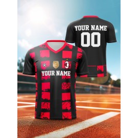 [Custom Football Shirt] Customizable V-neck Youngsters' Football Shirt Tops - Comfortable Fit for Sports Leisure Outdoor Running