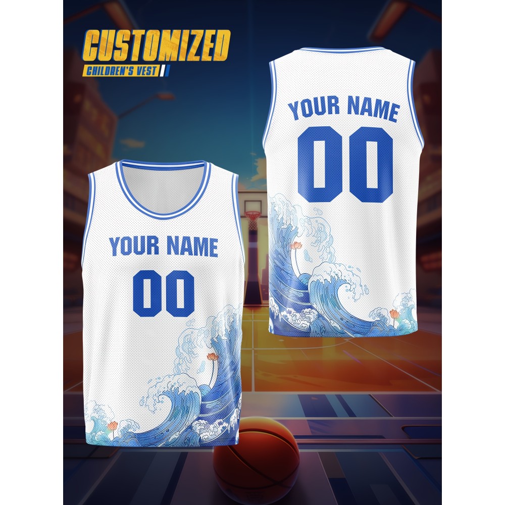 Customizable Kids Basketball Jersey, Polyester 100% Knit Fabric, Breathable & Washable, All Over Print, Loose Fit for Boys & Girls, Outdoor Sports & Casual Wear, Spring/Summer/Fall - Party, Training, Beach, Festive Occasions Customizable Kids Basketball Jersey, Polyester 100% Knit Fabric, Breathable & Washable, All Over Print, Loose Fit for Boys & Girls, Outdoor Sports & Casual Wear, Spring/Summer/Fall - Party, Training, Beach, Festive Occasions