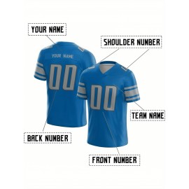 Customized Football Jersey - Personalized Team Name & Number, V-Neck Sportswear, Lightweight Summer Football Shirt with Bold Print, Casual or Team Uniform for Sports & Casual Wear