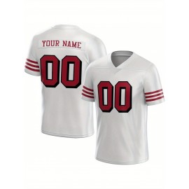 Customized Football Jersey - Personalized Team Name & Number, V-Neck Sportswear, Lightweight Summer Football Shirt with Bold Print, Casual or Team Uniform for Sports & Casual Wear