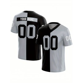 Customized Football Jersey - Personalized Team Name & Number, V-Neck Sportswear, Lightweight Summer Football Shirt with Bold Print, Casual or Team Uniform for Sports & Casual Wear
