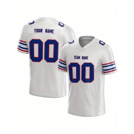 Customized Football Jersey - Personalized Team Name & Number, V-Neck Sportswear, Lightweight Summer Football Shirt with Bold Print, Casual or Team Uniform for Sports & Casual Wear