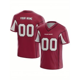 Customized Football Jersey - Personalized Team Name & Number, V-Neck Sportswear, Lightweight Summer Football Shirt with Bold Print, Casual or Team Uniform for Sports & Casual Wear