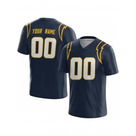 Customized Football Jersey - Personalized Team Name & Number, V-Neck Sportswear, Lightweight Summer Football Shirt with Bold Print, Casual or Team Uniform for Sports & Casual Wear