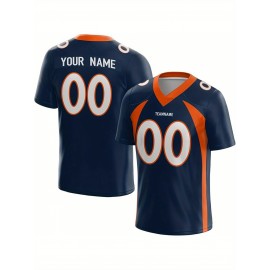 Customized Football Jersey - Personalized Team Name & Number, V-Neck Sportswear, Lightweight Summer Football Shirt with Bold Print, Casual or Team Uniform for Sports & Casual Wear