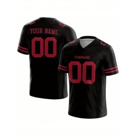 Customized Football Jersey - Personalized Team Name & Number, V-Neck Sportswear, Lightweight Summer Football Shirt with Bold Print, Casual or Team Uniform for Sports & Casual Wear