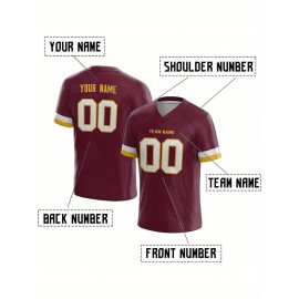 Customized Football Jersey - Personalized Team Name & Number, V-Neck Sportswear, Lightweight Summer Football Shirt with Bold Print, Casual or Team Uniform for Sports & Casual Wear