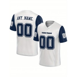 Customized Football Jersey - Personalized Team Name & Number, V-Neck Sportswear, Lightweight Summer Football Shirt with Bold Print, Casual or Team Uniform for Sports & Casual Wear