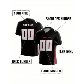 Customized Football Jersey - Personalized Team Name & Number, V-Neck Sportswear, Lightweight Summer Football Shirt with Bold Print, Casual or Team Uniform for Sports & Casual Wear