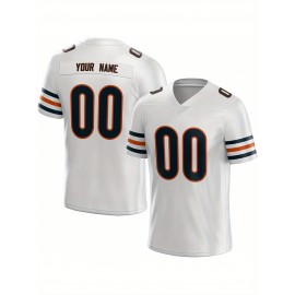 Customized Football Jersey - Personalized Team Name & Number, V-Neck Sportswear, Lightweight Summer Football Shirt with Bold Print, Casual or Team Uniform for Sports & Casual Wear