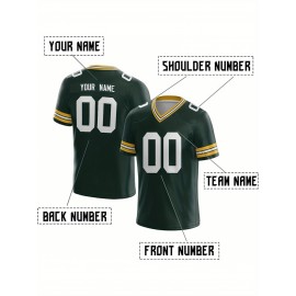 Customized Football Jersey - Personalized Team Name & Number, V-Neck Sportswear, Lightweight Summer Football Shirt with Bold Print, Casual or Team Uniform for Sports & Casual Wear