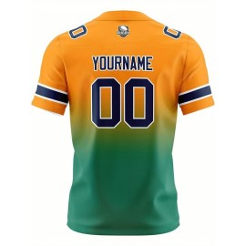 Customizable Women'S Football Jersey - Personalized Name, Number & Logo, Comfort Fit for Sports, Training & Casual Wear, Summer V-Neck T-Shirt with Bold Yellow & Red Design, Football Jersey, Nonelastic Fabric
