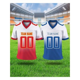 Customizable Women'S Football Jersey - Personalized Name & Team Number, V-Neck Sports Shirt with Red/White Stripe Design, Breathable Summer Casual & Team Uniform, Perfect Fan Gift for Soccer Fans, Football Jersey, Comfortable Fit