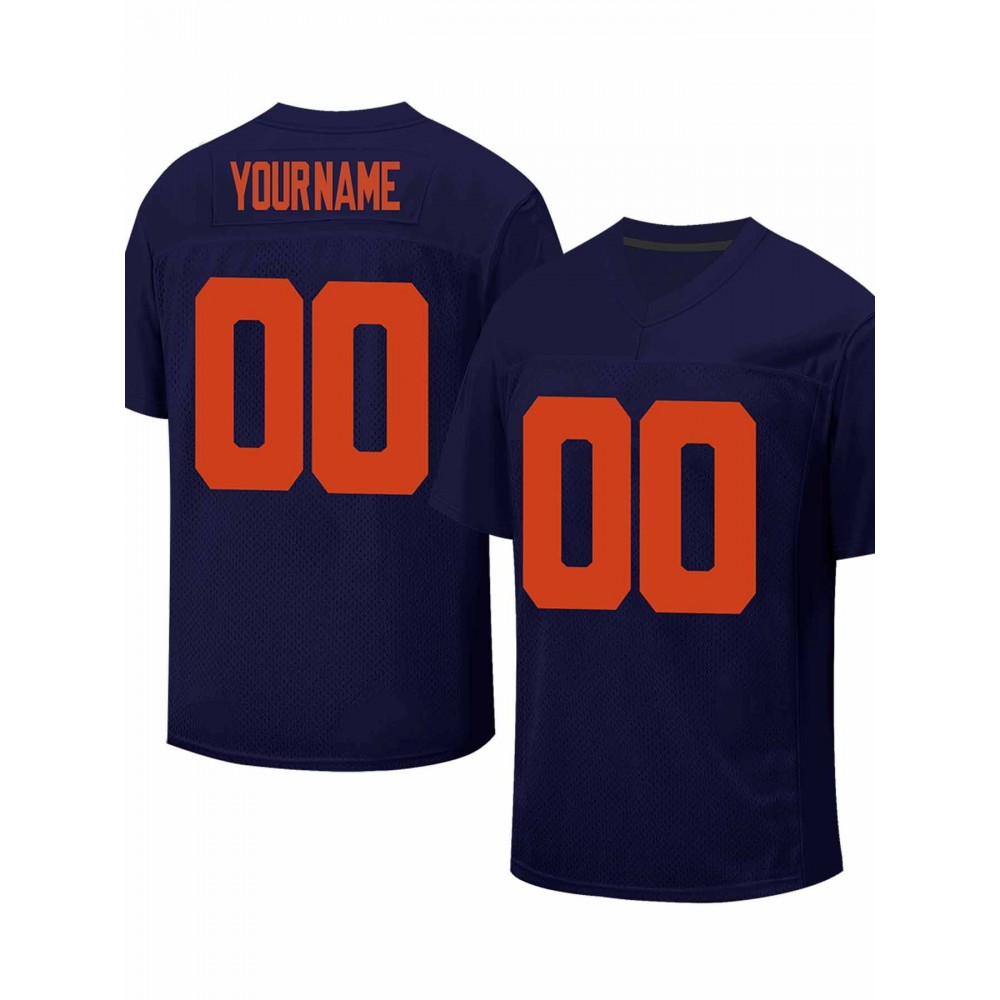 Customizable Women'S Football Shirt - Personalized Name & Number, Navy Blue with Orange Accents, V-Neck, Short Sleeve, Summer Sports Apparel for Team Building, Parties, or Casual Wear, Football Shirt, Party Apparel, Sporty Design, Comfortable Fit Customizable Women'S Football Shirt - Personalized Name & Number, Navy Blue with Orange Accents, V-Neck, Short Sleeve, Summer Sports Apparel for Team Building, Parties, or Casual Wear, Football Shirt, Party Apparel, Sporty Design, Comfortable Fit