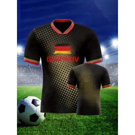 Women's Large Size Professional Sports Fabric Creative Pattern Print Germany Home Soccer Jersey T-shirt, Soccer Jersey Flag Uniforms Shirts Breathable And Lightweight, Moisture-Wicking, As Gifts For Sports Fans