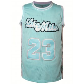 Stitched #23 Blue Basketball Jersey, Breathable, Sleeveless, Embroidered Uniform Shirt For Men, Perfect For Sports & Outdoor Activities