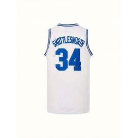 Men'S Basketball Tank Top, Letter & Number 34 Embroidery Sports Top, Classic Breathable Sports Uniform For Training And Competition