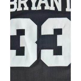 Men's #33 Embroidered Basketball Jersey - Black & White, Breathable Sleeveless V-Neck Sports Shirt for Parties, Outdoor Activities & Team Sports