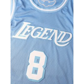 Embroidered Basketball Jersey for Men - #8-24 Breathable Polyester Knit Fabric, V-neck Sleeveless Sports Top, Loose Fit for All Seasons, Festive & Casual Outdoor Wear