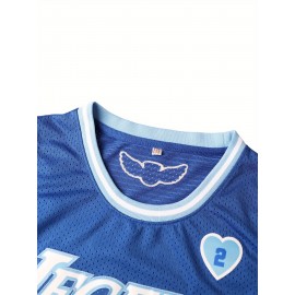 Embroidered Basketball Jersey for Men - #8-24 Breathable Polyester Knit Fabric, V-neck Sleeveless Sports Top, Loose Fit for All Seasons, Festive & Casual Outdoor Wear