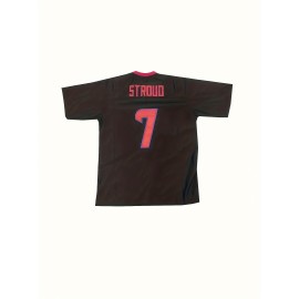 Men's #7 Black American Football Jersey - V-Neck, Name & Number, Loose Fit, Polyester, Machine Washable for Team Sports, Parties, and Events, Casual Wear | Vneck Jersey | Polyester Fabric