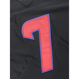 Men's #7 Black American Football Jersey - V-Neck, Name & Number, Loose Fit, Polyester, Machine Washable for Team Sports, Parties, and Events, Casual Wear | Vneck Jersey | Polyester Fabric