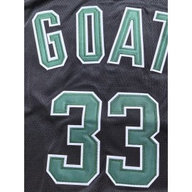 Men'S Embroidered GOAT 33 Basketball Jersey, Polyester Knit Fabric, Sports Style Crew Neck with Slight Stretch, All Seasons, Casual and Athletic Top for Outdoor, Basketball, and Party - Universal Fit