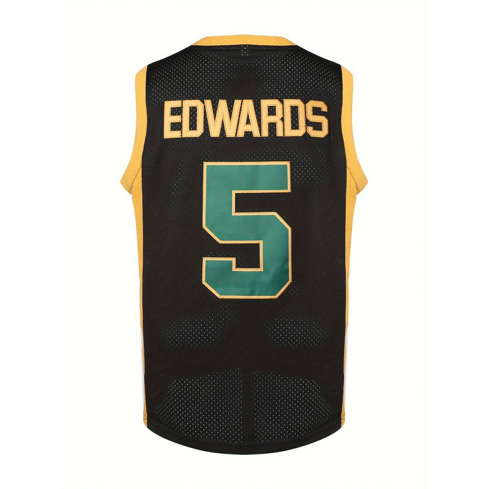 Men'S Embroidered #5 Black Basketball Jersey, Polyester V-Neck Sports Jersey with Slight Stretch, Loose Fit, for Adult Men, Four Seasons & Parties Men'S Embroidered #5 Black Basketball Jersey, Polyester V-Neck Sports Jersey with Slight Stretch, Loose Fit, for Adult Men, Four Seasons & Parties