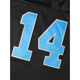 Men's #14 Black American Football Jersey - Stitched Name & Number, Breathable Polyester, V-Neck, Machine Washable - Ideal for Team Sports, Parties & Casual Wear, Football Clothes