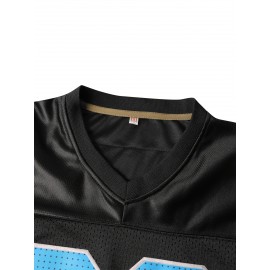 Men's #14 Black American Football Jersey - Stitched Name & Number, Breathable Polyester, V-Neck, Machine Washable - Ideal for Team Sports, Parties & Casual Wear, Football Clothes