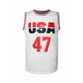 Men'S #47 White Basketball Jeresys Stitched Name And Number S-3XL