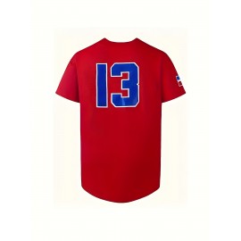 Men's#13 Red Baseball Jeresys Stitched Name And Number