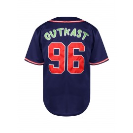 Men's #96 Blue Atlanta Baseball Jersey - Embroidered Name & Number, V-Neck, Polyester, Machine Washable, Ideal for Sports, Parties & Halloween