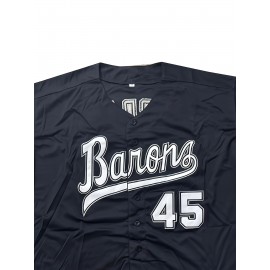 Men's#45 Black Baseball Jeresys Stitched Name And Number