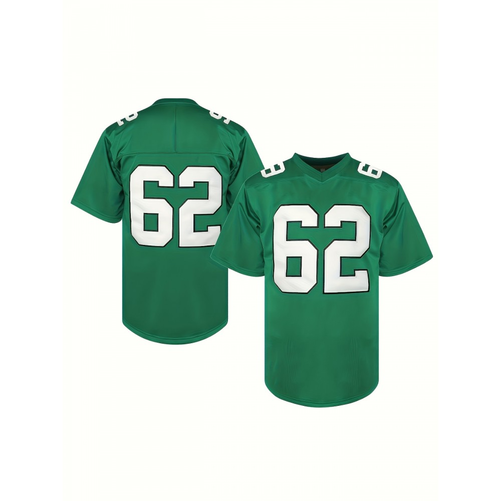 1pc Men'S Green American Football Jersey - Polyester Sports Sweatshirt with Embroidered Letter and Number, V-Neck, Loose Fit, Slight Stretch Knit Fabric for Team Sports, Parties, and Casual Wear 1pc Men'S Green American Football Jersey - Polyester Sports Sweatshirt with Embroidered Letter and Number, V-Neck, Loose Fit, Slight Stretch Knit Fabric for Team Sports, Parties, and Casual Wear