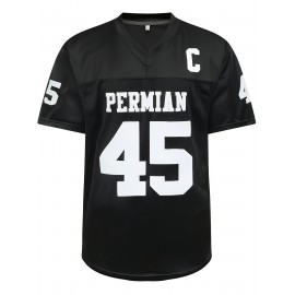 Men's Black #45 Breathable Football Jersey, Sports V-neck Short-sleeved Training And Game Uniform, Embroidered American Football Shirt