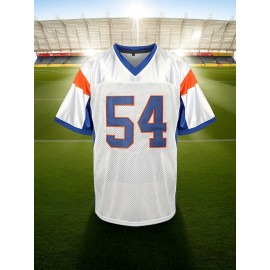 Men's #54 Embroidered Color-Block Rugby Jersey - Breathable, V-Neck Short Sleeve Track Shirt for Sports & Parties