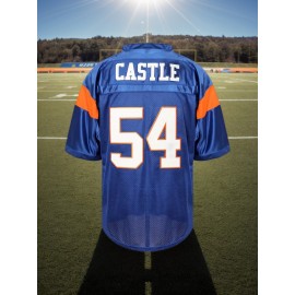 1pc Men'S Polyester V-Neck Rugby Jersey, #54 Embroidered, Casual Sports Top with Slight Stretch, Breathable Knit Fabric for Football, Parties & Training - Four Seasons Wear