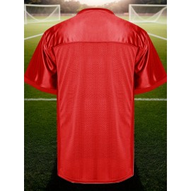 Men's Polyester Rugby Jersey | V-Neck, Breathable & Stretchy | Multi-Season Sports Top with Details | Ideal for Casual Wear & Team Sports | Machine Washable | Suitable for All Seasons