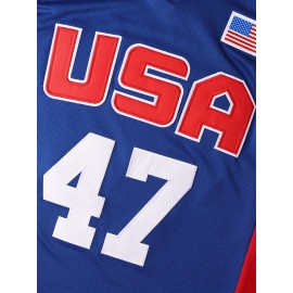 #47 Trump Throwback Blue USA Basketball Jersey