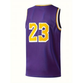 Men'S Vintage #6 & #23 Purple Sleeveless Basketball Jersey - Breathable, Embroidered Athletic Tank Top for Training & Competition