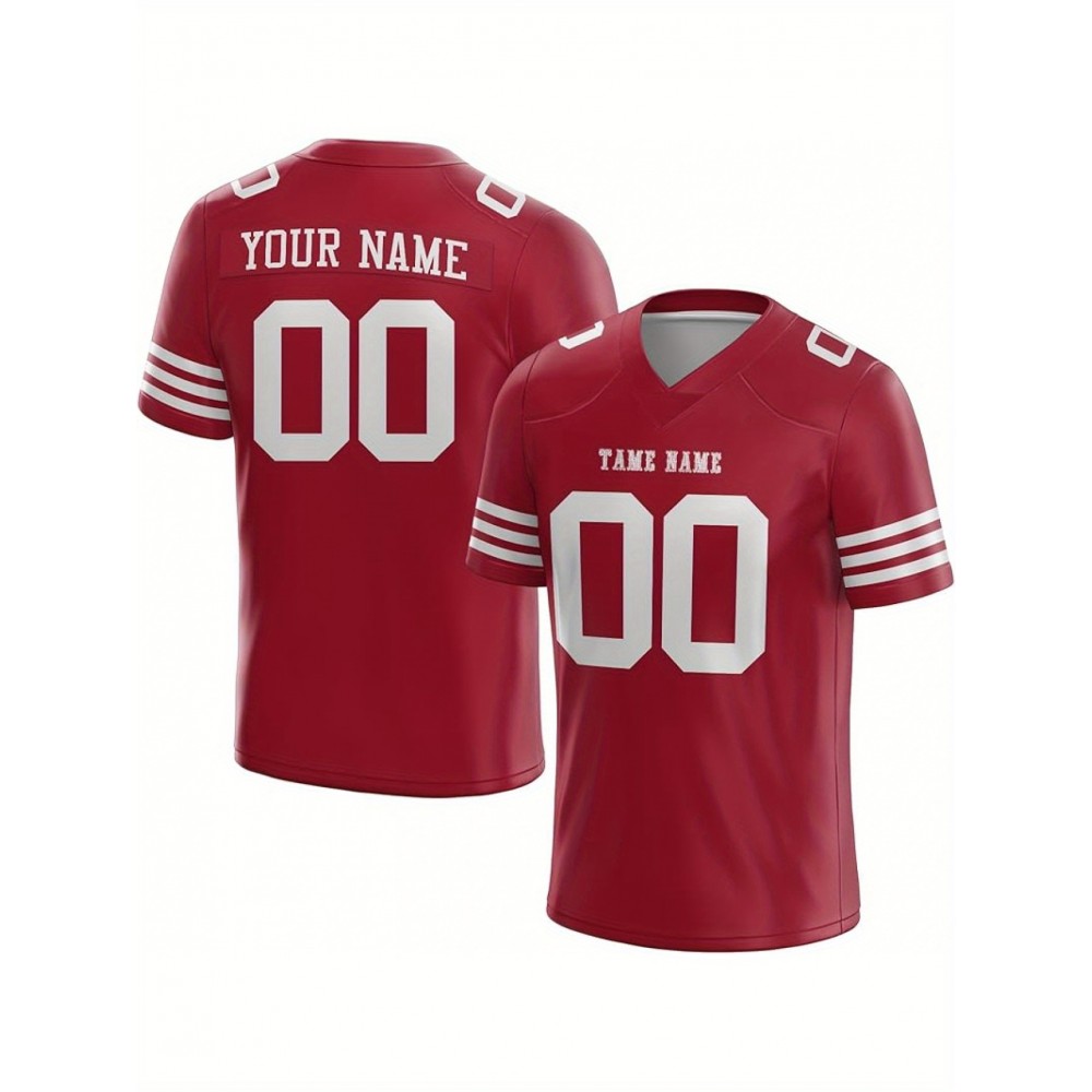 Customized Football Jersey - Personalized Team Name & Number, V-Neck Sportswear, Lightweight Summer Football Shirt with Bold Print, Casual or Team Uniform for Sports & Casual Wear Customized Football Jersey - Personalized Team Name & Number, V-Neck Sportswear, Lightweight Summer Football Shirt with Bold Print, Casual or Team Uniform for Sports & Casual Wear