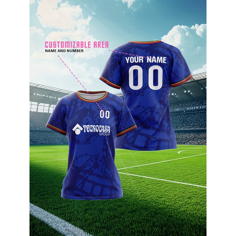 Customizable Women'S Plus Size Football Jersey - Personalized Name & Number, Lightweight Breathable Fabric, Vibrant Soccer Stadium Design for Outdoor Sports & Casual Wear, Soccer Jersey, PLUS SIZE Customizable Women'S Plus Size Football Jersey - Personalized Name & Number, Lightweight Breathable Fabric, Vibrant Soccer Stadium Design for Outdoor Sports & Casual Wear, Soccer Jersey, PLUS SIZE