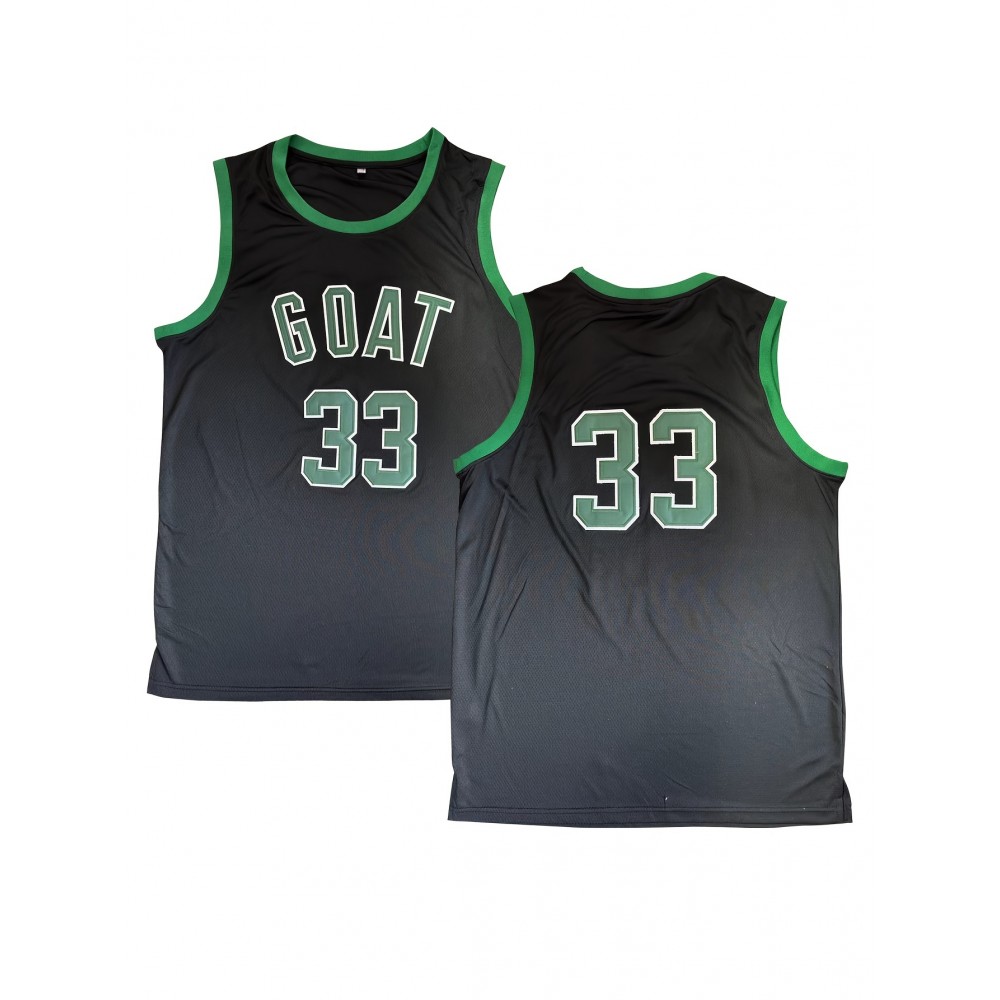 Men'S Embroidered GOAT 33 Basketball Jersey, Polyester Knit Fabric, Sports Style Crew Neck with Slight Stretch, All Seasons, Casual and Athletic Top for Outdoor, Basketball, and Party - Universal Fit Men'S Embroidered GOAT 33 Basketball Jersey, Polyester Knit Fabric, Sports Style Crew Neck with Slight Stretch, All Seasons, Casual and Athletic Top for Outdoor, Basketball, and Party - Universal Fit